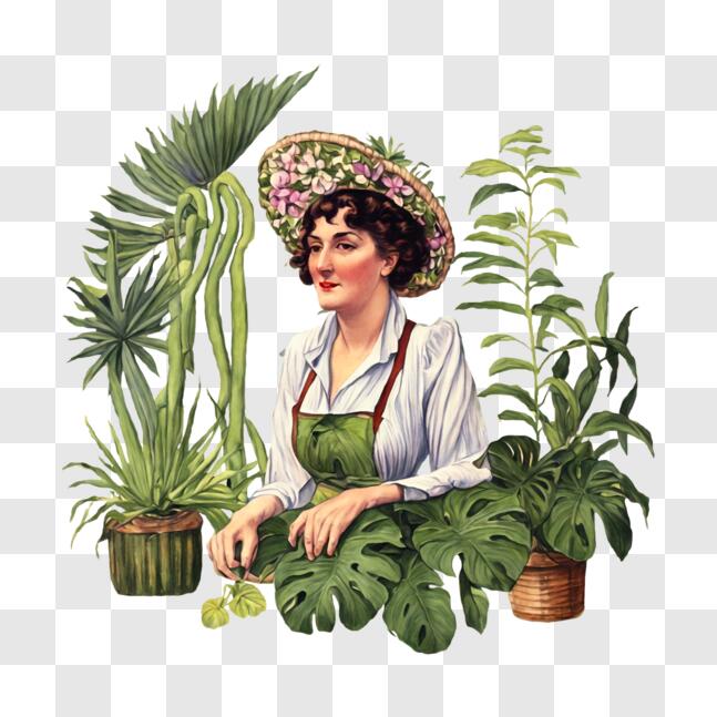 Download Woman Gardening in a Beautiful Garden PNG Online - Creative ...