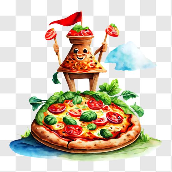 Download Delicious Pizza Tower with Assorted Toppings PNG Online - Creative  Fabrica