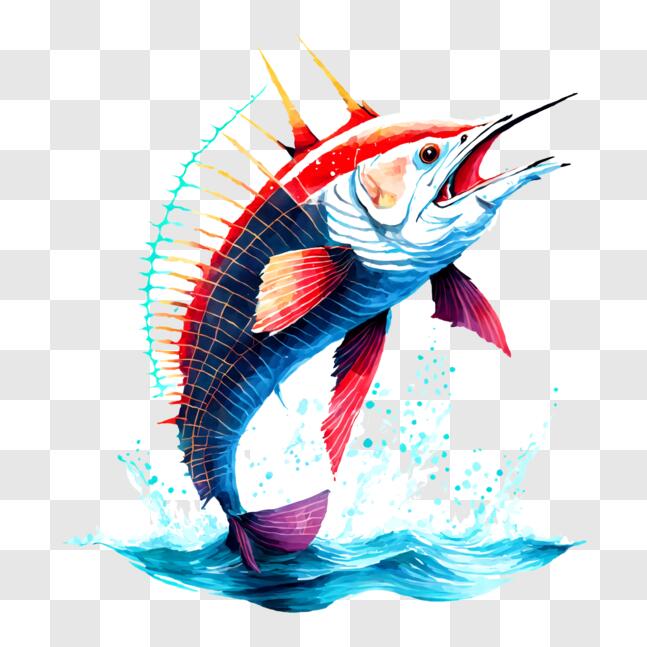 Download Marlin Fish Jumping Out of Water PNGs Online - Creative Fabrica