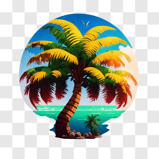 Download Idyllic Tropical Scene with Colorful Palm Tree and Ocean View ...