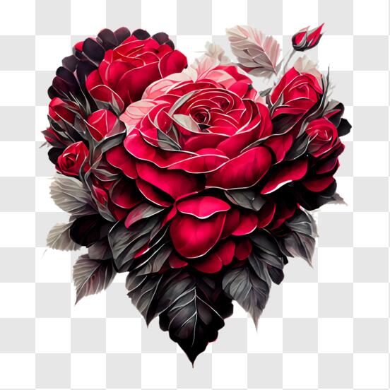 Romantic Red Rose Heart Png