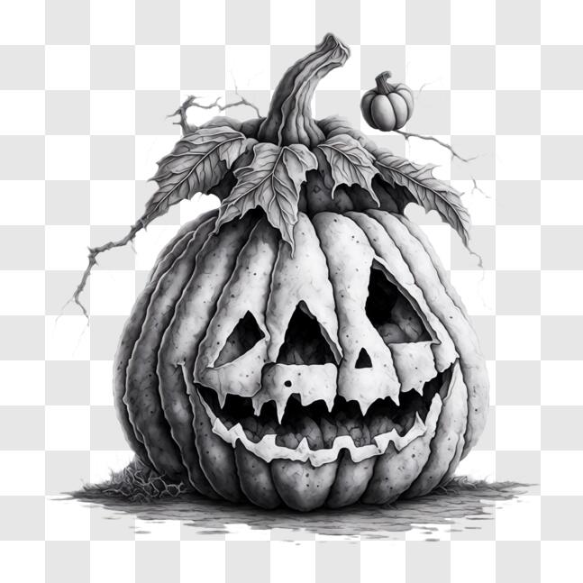 Download Black and White Pumpkin Drawing for Holiday Celebrations PNG ...