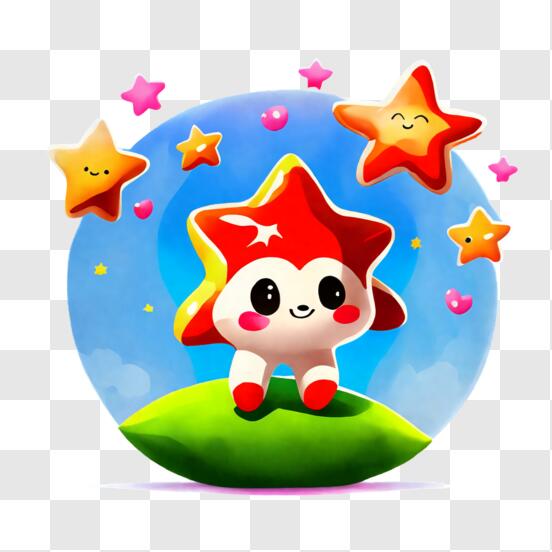 Download Cartoon Star in Water with Bubbles PNG Online - Creative Fabrica
