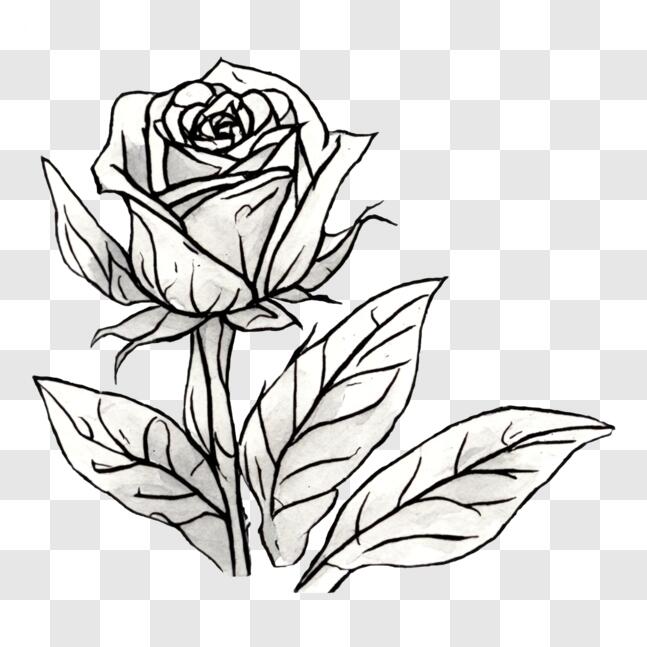 Download Black and White Rose Drawing for Floral Designs PNG Online ...