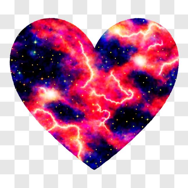 Download Heart Shaped Galaxy with Colorful Stars and Lightning