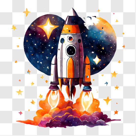 Download Colorful Rocket Ship Artwork PNG Online Creative Fabrica