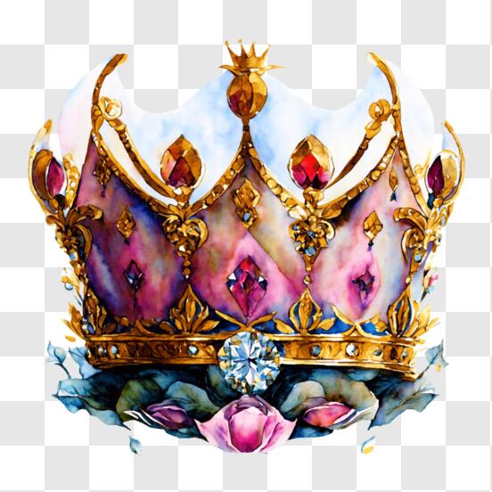 Download Colorful Crown with Diamonds and Flowers - Symbol of