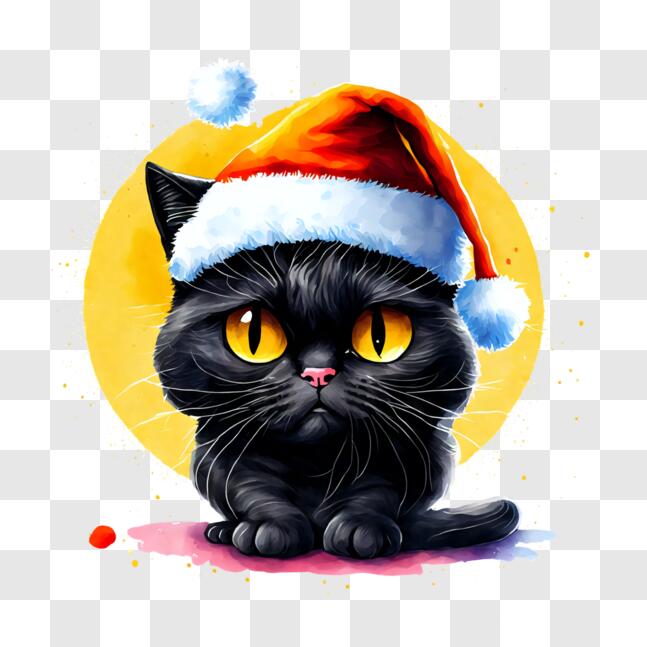 Niedliche schwarze Katze mit Weihnachtsmütze PNG online herunterladen –  Creative Fabrica