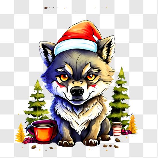 Ilustração de pixel art animal cão husky