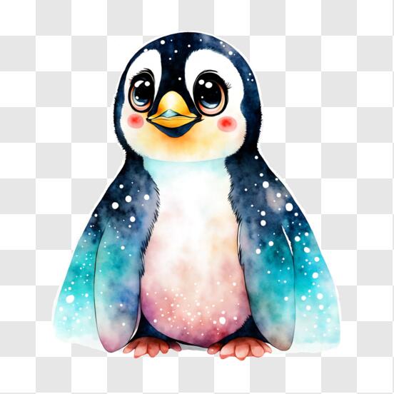 Aquarell-Pinguin mit Geschenk-Winterkleidung · Creative Fabrica