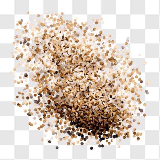 Gold Glitter Sprinkles Down From Top Of Frame Stock Photo