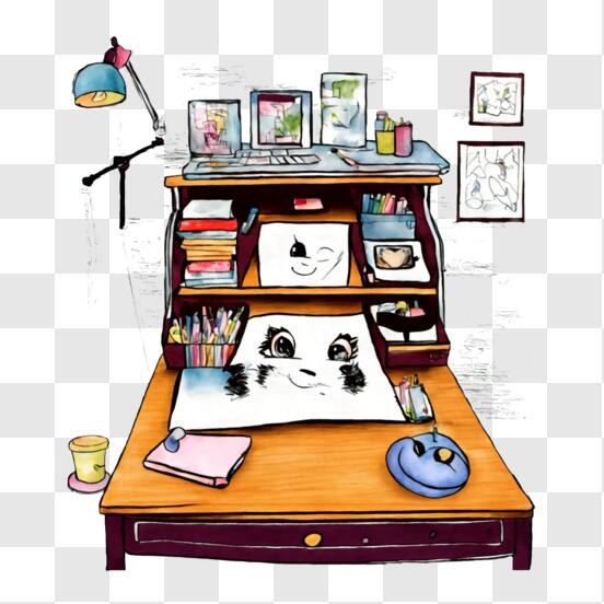 Baixe Mesa de Desenho Artístico com Desenho de Urso Panda PNG - Creative  Fabrica