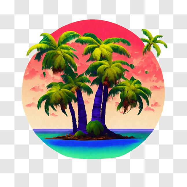 Download Sunset Palms - Tropical Paradise PNG Online - Creative Fabrica