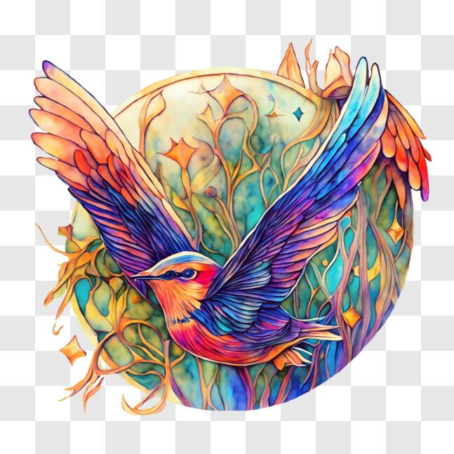 Download Abstract Painting with Colorful Bird PNG Online - Creative Fabrica