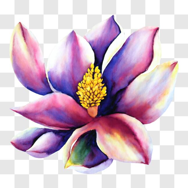 Download Pink and Purple Magnolia Flower Watercolor Painting PNGs ...