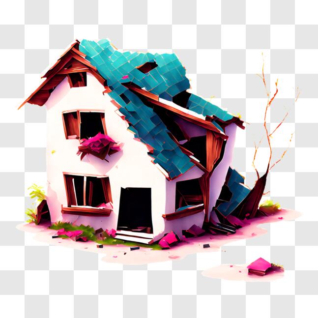 destroyed house clipart porch