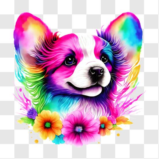 Scarica Cane Corgi Colorato con Corona di Fiori PNG Online - Creative  Fabrica