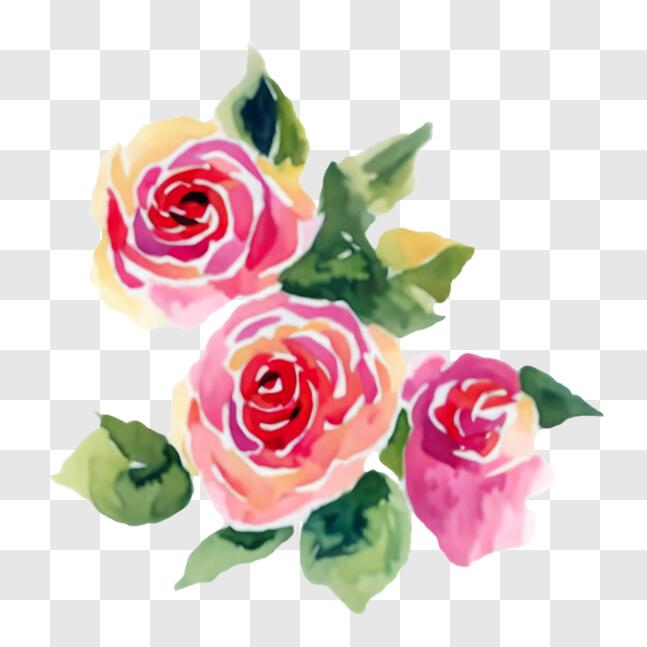 Download Pink Roses Watercolor Painting for Decoration PNG Online ...