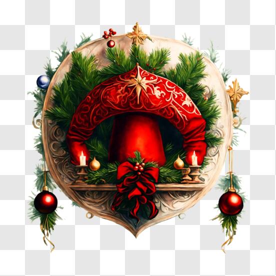 Download Festive Christmas Wreath in Oval Frame PNG Online