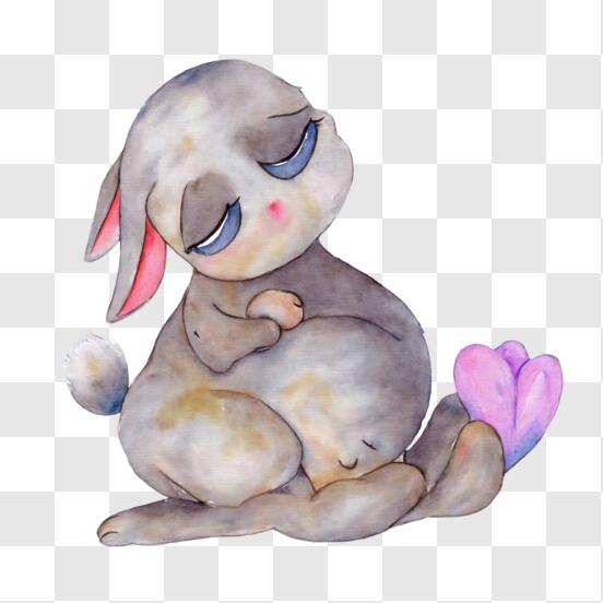 Download Sad Bunny Mourning or Expressing Love with Closed Eyes PNG Online  - Creative Fabrica