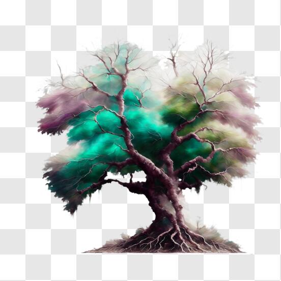 Download Colorful Painting of an Old Tree PNG Online - Creative Fabrica