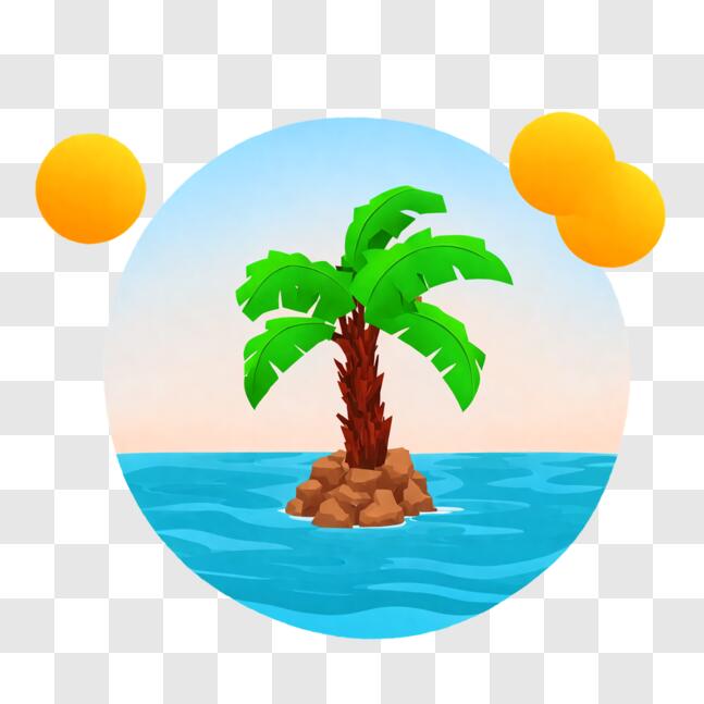 Download Tropical Island with Palm Tree and Two Suns PNGs Online ...