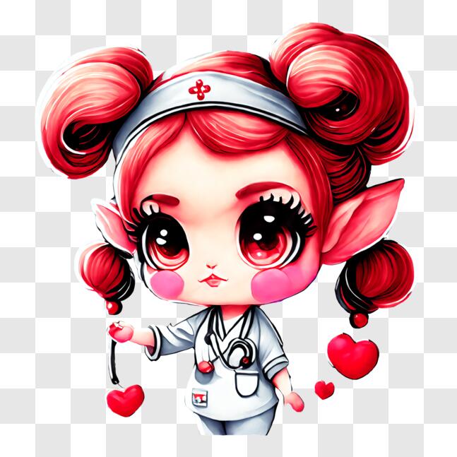Desenho De Animação De Enfermeira Feminina Com Fundo Rosa