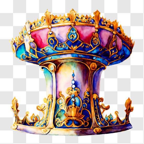 Download Floating Crown with Blue, Gold, and Silver Elements PNG Online ...