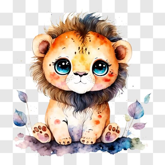 Download Illustration of a Cute Baby Lion for Children's Books and ...