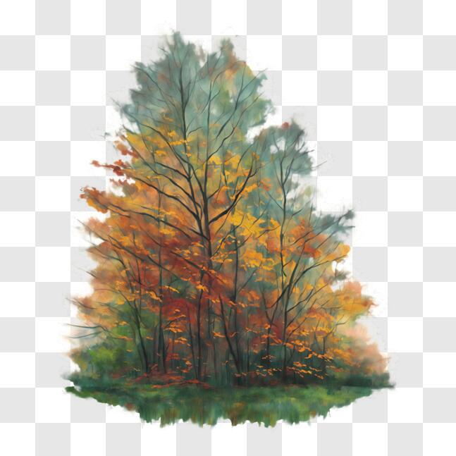 Download Colorful Trees in a Watercolor Forest PNG Online - Creative ...