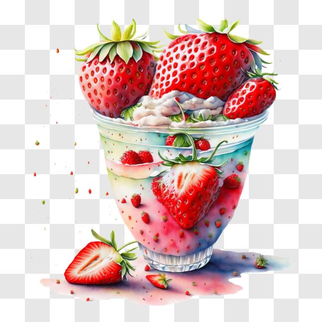 Download Fresh and Healthy Strawberry Yogurt Cup PNG Online - Creative ...