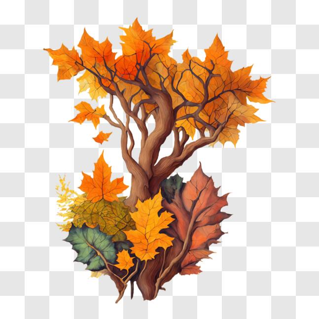 Download Colorful Autumn Tree with Vibrant Leaves PNG Online - Creative ...
