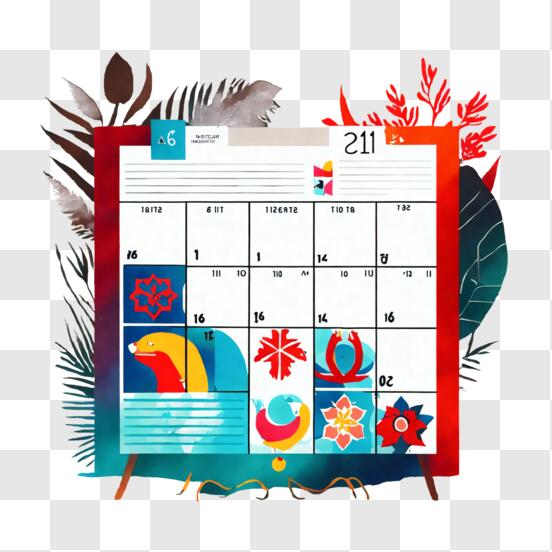Scarica Calendario colorato su dispositivo elettronico PNG Online -  Creative Fabrica