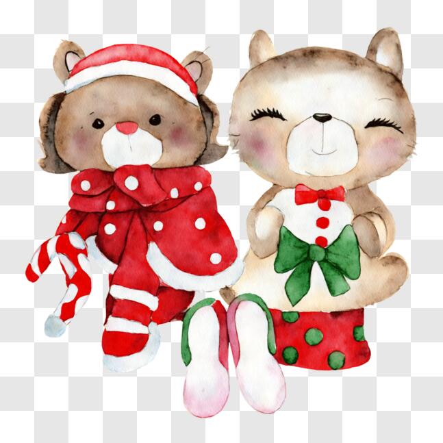 Download Teddy Bears Celebrating Christmas PNG Online - Creative