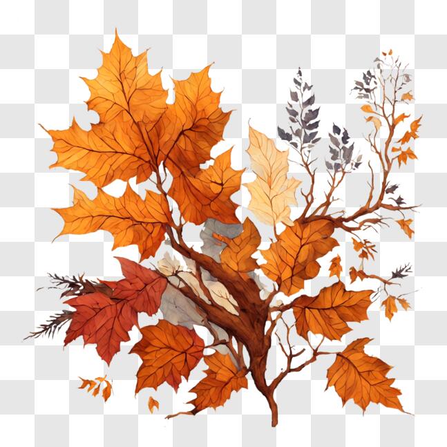 Download Vibrant Autumn Tree Painting PNG Online - Creative Fabrica