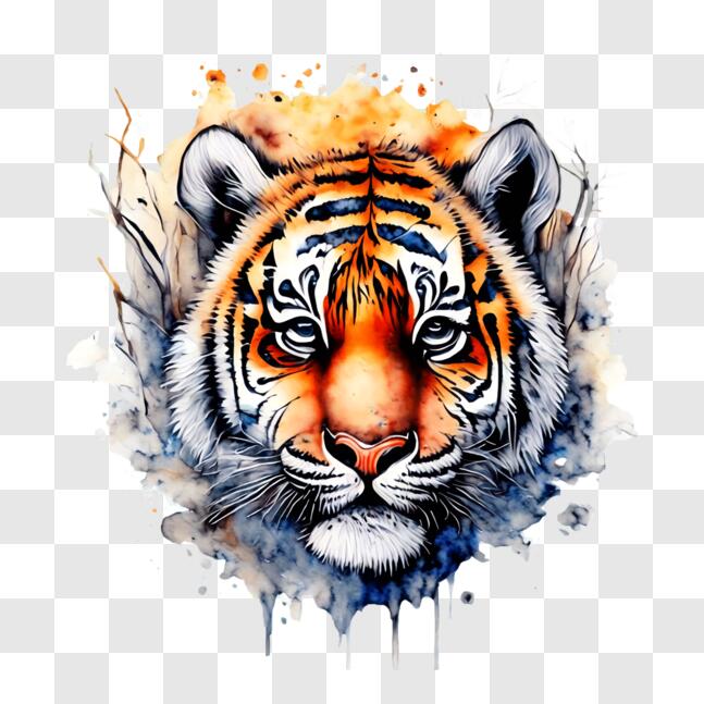 Download Colorful Abstract Tiger Painting PNG Online - Creative Fabrica