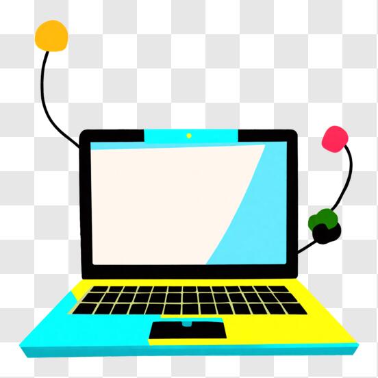 Descarga Computadora portátil colorida con pegatinas - Abierta y