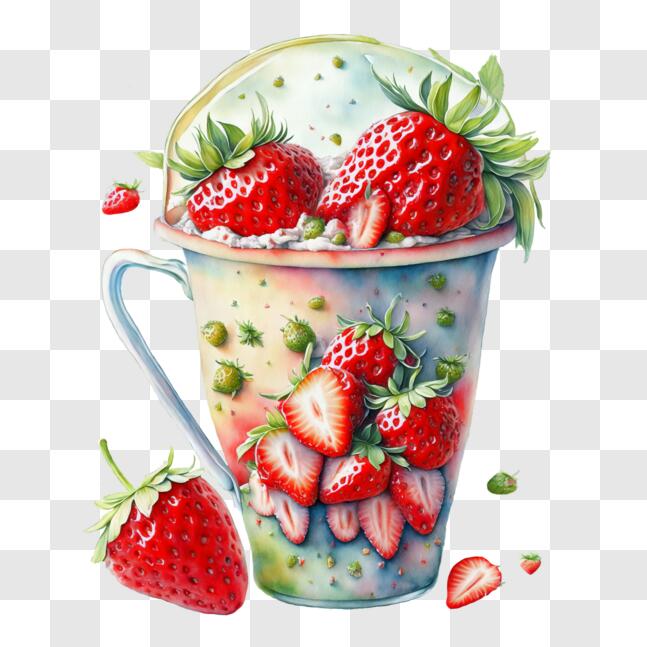 Download Refreshing Cup of Fresh Strawberries and Mixed Fruits PNG ...