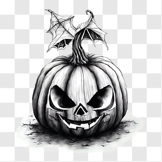 Scarica Disegno di zucca di Halloween in bianco e nero PNG Online - Creative  Fabrica