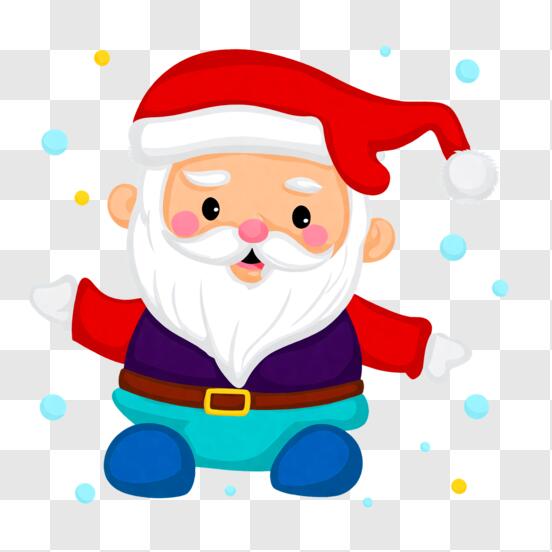 Download Holiday Cartoon Ornament: Santa Claus with Coffee in the Snow PNG  Online - Creative Fabrica