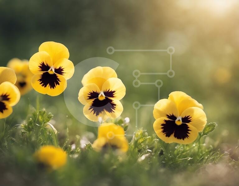 Beautiful Yellow Flowers in a Green Field stock photo Creative Fabrica