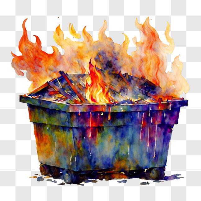 Download Burning Trash Can on Fire PNG Online Creative Fabrica