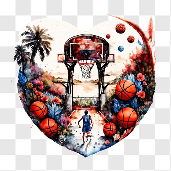 Download Heart-shaped Basketball Artwork PNG Online - Creative Fabrica