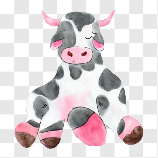 Pink Striped Cow With A White And Body Backgrounds