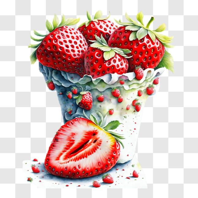 Download Watercolor Painting of Strawberries PNG Online - Creative Fabrica