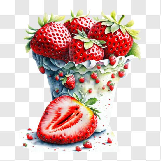 Download Colorful Watercolor Painting of Smiley Face Strawberries PNG ...
