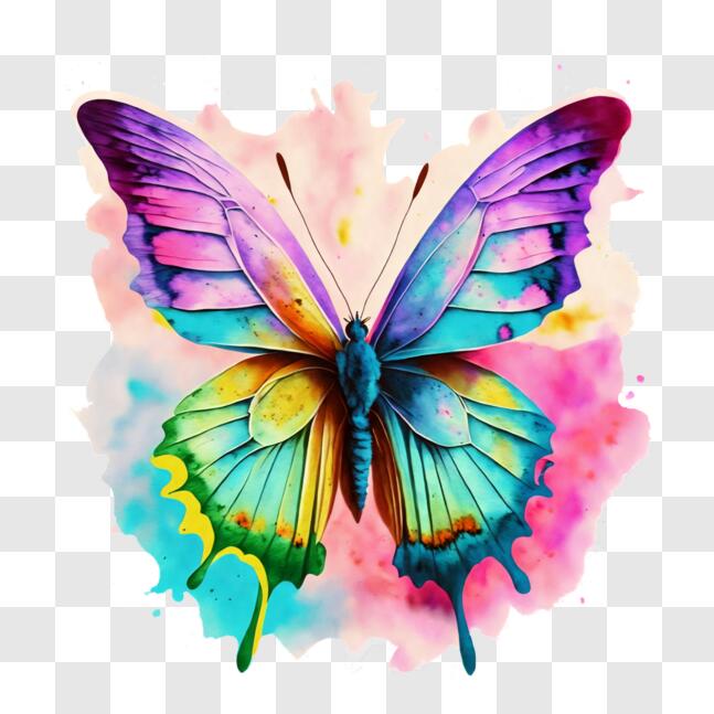 Download Colorful Butterfly in Mid-Flight PNG Online - Creative Fabrica
