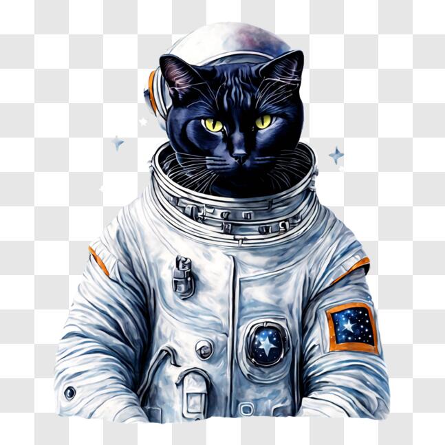 Download Curious Cat in Astronaut Suit Explores Space PNG Online ...