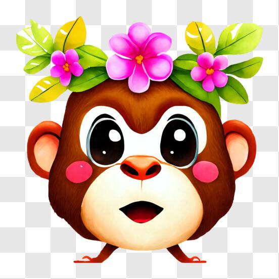 Monkey Emoji With Flower Crown Png