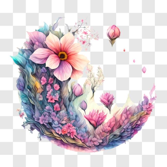 Download Vibrant Flower Painting for Nature and Floral Designs PNG